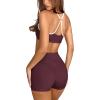 imageLASLULU Womens Adjustable Spaghetti Straps Sports Bra Sweetheart Neck Wireless Padded Workout Yoga Crop TopsRed Wine