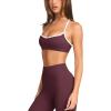 imageLASLULU Womens Adjustable Spaghetti Straps Sports Bra Sweetheart Neck Wireless Padded Workout Yoga Crop TopsRed Wine