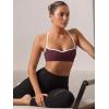 imageLASLULU Womens Adjustable Spaghetti Straps Sports Bra Sweetheart Neck Wireless Padded Workout Yoga Crop TopsRed Wine