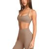 imageLASLULU Womens Adjustable Spaghetti Straps Sports Bra Sweetheart Neck Wireless Padded Workout Yoga Crop TopsToffee