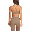 imageLASLULU Womens Adjustable Spaghetti Straps Sports Bra Sweetheart Neck Wireless Padded Workout Yoga Crop TopsToffee