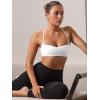 imageLASLULU Womens Adjustable Spaghetti Straps Sports Bra Sweetheart Neck Wireless Padded Workout Yoga Crop TopsWhite