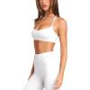 imageLASLULU Womens Adjustable Spaghetti Straps Sports Bra Sweetheart Neck Wireless Padded Workout Yoga Crop TopsWhite