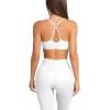 imageLASLULU Womens Adjustable Spaghetti Straps Sports Bra Sweetheart Neck Wireless Padded Workout Yoga Crop TopsWhite