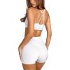 imageLASLULU Womens Adjustable Spaghetti Straps Sports Bra Sweetheart Neck Wireless Padded Workout Yoga Crop TopsWhite