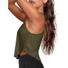 imageLASLULU Womens Crop Tops Sleeveless Workout Tops Halter Neck Flowy Athletic Shirts Cropped Tank Muscle TankArmy Green