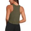 imageLASLULU Womens Crop Tops Sleeveless Workout Tops Halter Neck Flowy Athletic Shirts Cropped Tank Muscle TankArmy Green