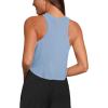 imageLASLULU Womens Crop Tops Sleeveless Workout Tops Halter Neck Flowy Athletic Shirts Cropped Tank Muscle TankBlue