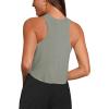 imageLASLULU Womens Crop Tops Sleeveless Workout Tops Halter Neck Flowy Athletic Shirts Cropped Tank Muscle TankGrey Green
