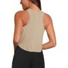 imageLASLULU Womens Crop Tops Sleeveless Workout Tops Halter Neck Flowy Athletic Shirts Cropped Tank Muscle TankKhaki