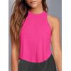 imageLASLULU Womens Crop Tops Sleeveless Workout Tops Halter Neck Flowy Athletic Shirts Cropped Tank Muscle TankRose Red