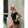 imageLASLULU Womens Modal Foldover Yoga Short High Waisted Gym Shorts Summer Workout Casual Lounge ShortsBlack