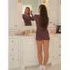 imageLASLULU Womens Modal Foldover Yoga Short High Waisted Gym Shorts Summer Workout Casual Lounge ShortsCoffee