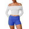 imageLASLULU Womens Modal Foldover Yoga Short High Waisted Gym Shorts Summer Workout Casual Lounge ShortsElectric Blue