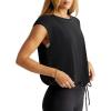 imageLASLULU Womens Open Back Workout Tops Short Sleeve Athletic Top Sleeveless Oversized Wrap Crop Tank Tops Running Gym Yoga TeeBlack