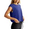 imageLASLULU Womens Open Back Workout Tops Short Sleeve Athletic Top Sleeveless Oversized Wrap Crop Tank Tops Running Gym Yoga TeeBlue