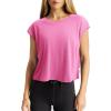 imageLASLULU Womens Open Back Workout Tops Short Sleeve Athletic Top Sleeveless Oversized Wrap Crop Tank Tops Running Gym Yoga TeeNeon Orchid