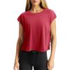 imageLASLULU Womens Open Back Workout Tops Short Sleeve Athletic Top Sleeveless Oversized Wrap Crop Tank Tops Running Gym Yoga TeeRed