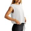 imageLASLULU Womens Open Back Workout Tops Short Sleeve Athletic Top Sleeveless Oversized Wrap Crop Tank Tops Running Gym Yoga TeeShell White