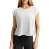 imageLASLULU Womens Open Back Workout Tops Short Sleeve Athletic Top Sleeveless Oversized Wrap Crop Tank Tops Running Gym Yoga TeeShell White