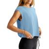 imageLASLULU Womens Open Back Workout Tops Short Sleeve Athletic Top Sleeveless Oversized Wrap Crop Tank Tops Running Gym Yoga TeeSky Blue