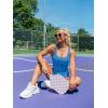 imageLASLULU Womens Sport Bras Long Line Workout Yoga Gym Athletic Tops Clothes Shirts Camisole Padded Crop Tank TopsBlue