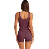imageLASLULU Womens Sport Bras Long Line Workout Yoga Gym Athletic Tops Clothes Shirts Camisole Padded Crop Tank TopsBurgundy