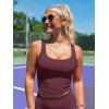imageLASLULU Womens Sport Bras Long Line Workout Yoga Gym Athletic Tops Clothes Shirts Camisole Padded Crop Tank TopsBurgundy