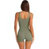 imageLASLULU Womens Sport Bras Long Line Workout Yoga Gym Athletic Tops Clothes Shirts Camisole Padded Crop Tank TopsOlive Green
