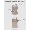 imageLASLULU Womens Sports Bra Strappy High Neck Longline Yoga Running Gym Tops Clothes Padded Workout Tank Tops with Built in BraAlmondine