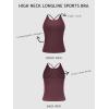 imageLASLULU Womens Sports Bra Strappy High Neck Longline Yoga Running Gym Tops Clothes Padded Workout Tank Tops with Built in BraBurgundy