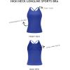 imageLASLULU Womens Sports Bra Strappy High Neck Longline Yoga Running Gym Tops Clothes Padded Workout Tank Tops with Built in BraDazzling Blue