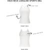 imageLASLULU Womens Sports Bra Strappy High Neck Longline Yoga Running Gym Tops Clothes Padded Workout Tank Tops with Built in BraWhite