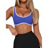 imageLASLULU Sexy Sports Bras for Women V Neck Sleeveless Padded Bra Workout Yoga Crop TopKlein Blue