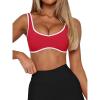 imageLASLULU Sexy Sports Bras for Women V Neck Sleeveless Padded Bra Workout Yoga Crop TopRed