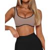 imageLASLULU Sexy Sports Bras for Women V Neck Sleeveless Padded Bra Workout Yoga Crop TopSienna