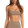 imageLASLULU Womens Adjustable Spaghetti Straps Sports Bra Sweetheart Neck Wireless Padded Workout Yoga Crop TopsToffee