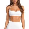 imageLASLULU Womens Adjustable Spaghetti Straps Sports Bra Sweetheart Neck Wireless Padded Workout Yoga Crop TopsWhite
