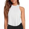 imageLASLULU Womens Crop Tops Sleeveless Workout Tops Halter Neck Flowy Athletic Shirts Cropped Tank Muscle TankWhite