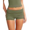 imageLASLULU Womens Modal Foldover Yoga Short High Waisted Gym Shorts Summer Workout Casual Lounge ShortsArmy Green