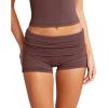 imageLASLULU Womens Modal Foldover Yoga Short High Waisted Gym Shorts Summer Workout Casual Lounge ShortsCoffee