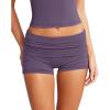 imageLASLULU Womens Modal Foldover Yoga Short High Waisted Gym Shorts Summer Workout Casual Lounge ShortsPurple