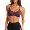 imageLASLULU Womens Sexy Y Back Sports Bra Padded Racerback Spaghetti Strap Workout Yoga Gym Athletic Bras Tops BralettesBurgundy