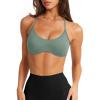 imageLASLULU Womens Sexy Y Back Sports Bra Padded Racerback Spaghetti Strap Workout Yoga Gym Athletic Bras Tops BralettesMist Green