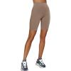 imageLASLULU Womens Biker Shorts Yoga Workout Gym Running Volleyball Spandex Compression Bike Shorts with PocketsCoffee