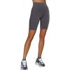 imageLASLULU Womens Biker Shorts Yoga Workout Gym Running Volleyball Spandex Compression Bike Shorts with PocketsDeep Grey