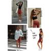 imageLASLULU Womens Biker Shorts Yoga Workout Gym Running Volleyball Spandex Compression Bike Shorts with PocketsRusty Red
