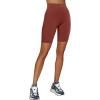 imageLASLULU Womens Biker Shorts Yoga Workout Gym Running Volleyball Spandex Compression Bike Shorts with PocketsRusty Red