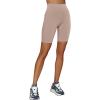 imageLASLULU Womens Biker Shorts Yoga Workout Gym Running Volleyball Spandex Compression Bike Shorts with PocketsSienna