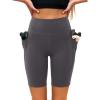 imageLASLULU Womens Biker Shorts Yoga Workout Gym Running Volleyball Spandex Compression Bike Shorts with PocketsDeep Grey